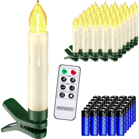 Kerstboomverlichting 30 LED Kaarsen Draadloos Warmwit