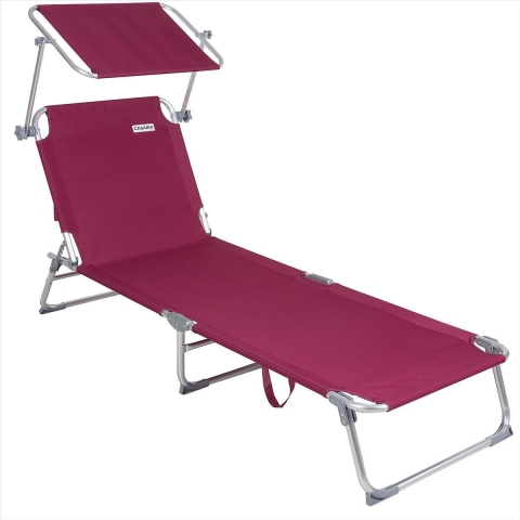 Ligbed Ibiza Rood 190x59x29cm Alu Zonnescherm