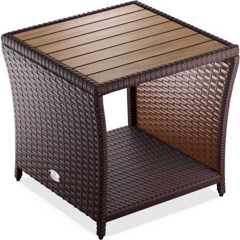 Polyrattan bijzettafel bruin 45x45x40cm