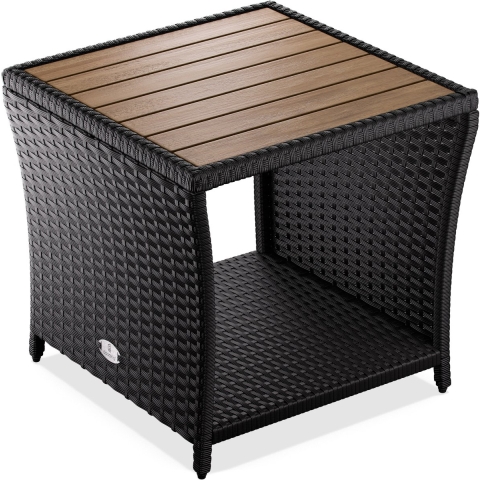 Polyrattan bijzettafel zwart 45x45x40cm