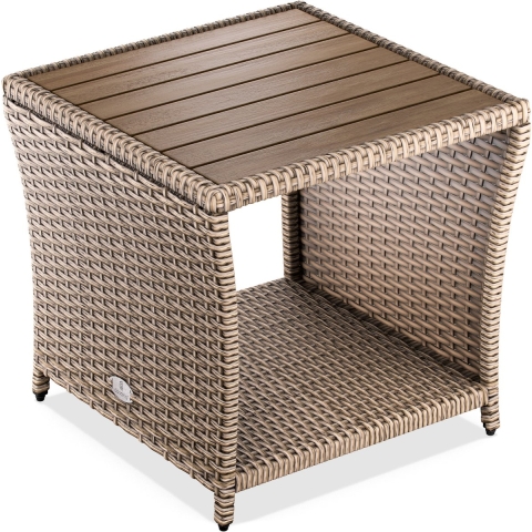 Polyrattan bijzettafel crème 45x45x40cm