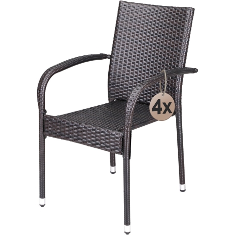 Polyrotan Tuinstoel Comfort 4 stuks Bruin