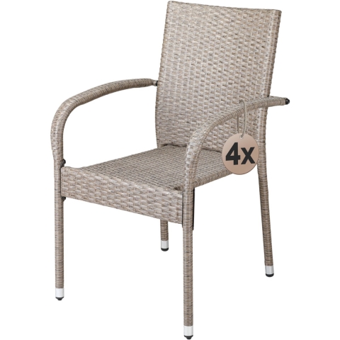 Polyrotan Tuinstoel Comfort 4 stuks Crème