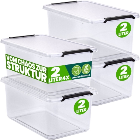 Opbergbox Transparant Set van 4 20x15x12cm 2L