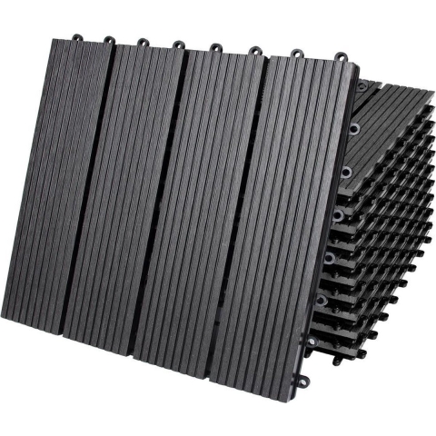 Tegels 11 stuks Klassiek Antraciet WPC 30x30cm