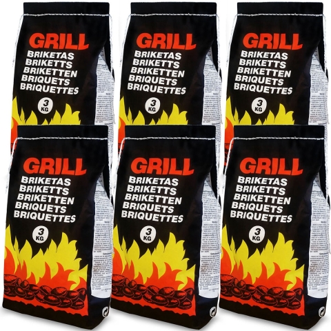 Houtskoolbriketten set van 6 stuks elk 3kg
