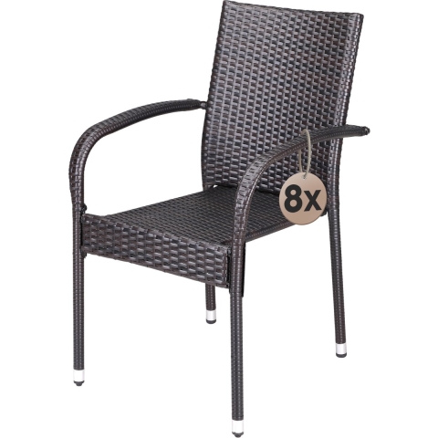 Polyrotan Tuinstoel Comfort 8 stuks Bruin