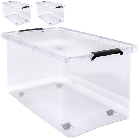 2 Stuk Opbergbox met Deksel Transparant 60x40x35cm 52L