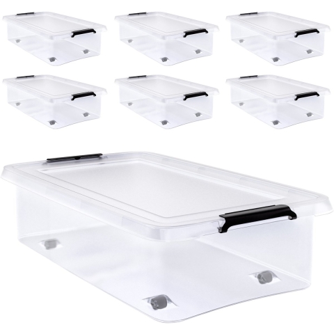 6 Stuk Opbergbox met Deksel Transparant 60x40x17cm 30L
