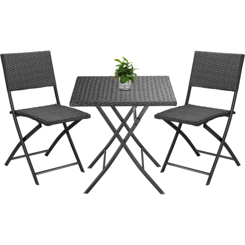 Polyrotan Tuinset 3-delig Zwart