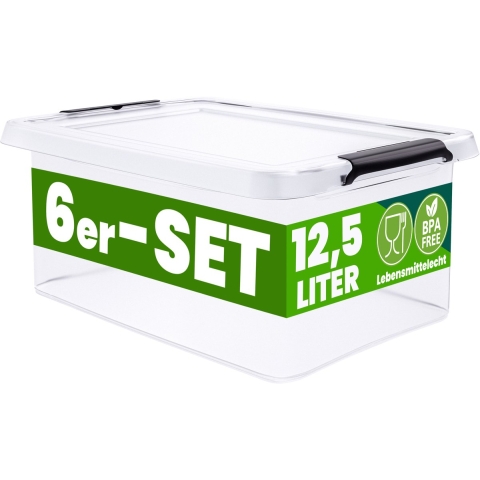 Opbergbox 6 Stuks Transparant 39x29x17cm 12,5L stapelbaar