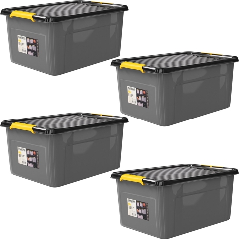 Opbergbox Set van 4 Grijs/Antraciet 58x39x25cm stapelbaar