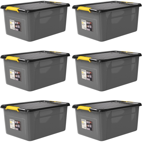 Opbergbox Set van 6 Grijs/Antraciet 58x39x25cm stapelbaar