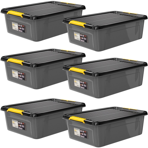 Opbergbox Set van 6 Grijs/Antraciet 58x39x16cm stapelbaar