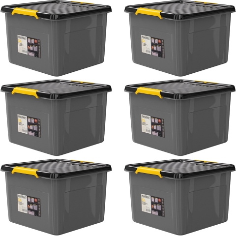 Opbergbox Set van 6 Grijs/Antraciet 39x39x26cm stapelbaar