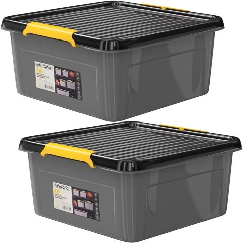 Opbergbox Set van 2 Grijs/Antraciet 39x39x16cm stapelbaar