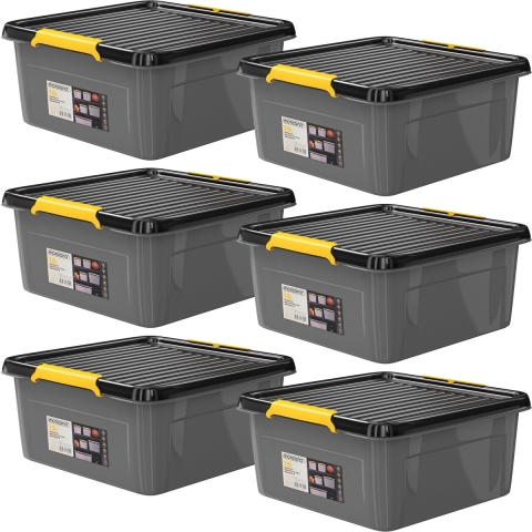 Opbergbox Set van 6 Grijs/Antraciet 39x39x16cm stapelbaar