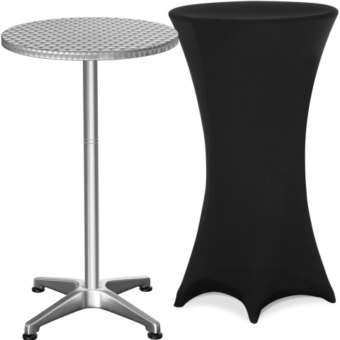 Bartafel zilver 115x60cm + bartafelhoes zwart Ø60cm