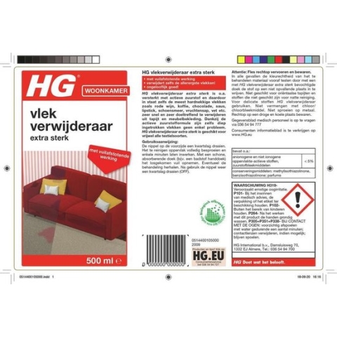 HG vlekverwijderaar extra sterk - 500ml - veilige zuurstofformule - geschikt voor alle soorten bekleding - met vuilafstotende werking - biologisch afbreekbaar