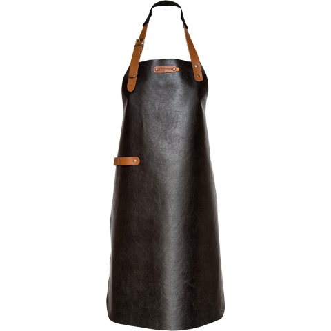 Xapron Leren Schort met Nekband 'Zwart New York' L - 82cm