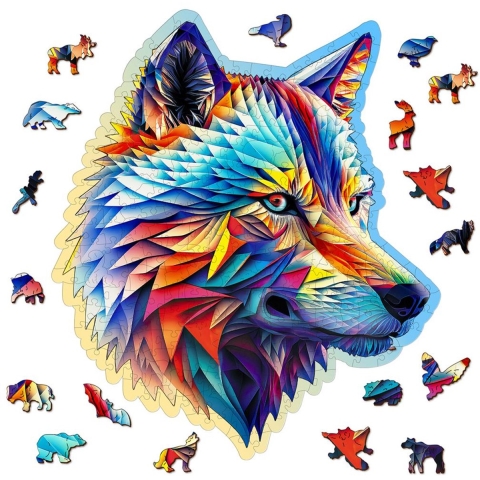 Houten puzzel van 250 stukken wolf Wooden.City