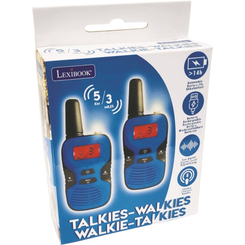 Oplaadbare digitale walkietalkies met een bereik van 5 km, 8 kanalen Lexibook