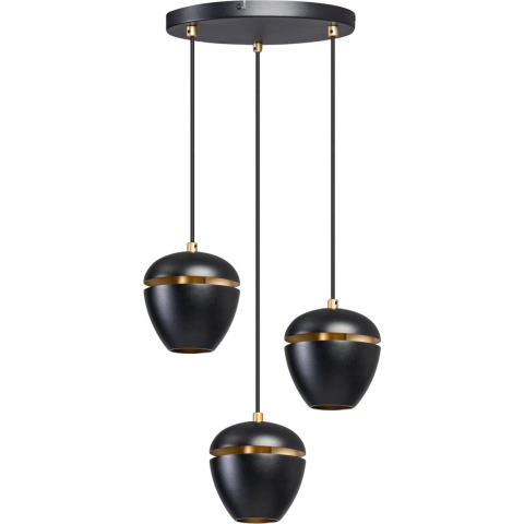 ETH Claire - hanglamp - Ø 15 x 200 cm - zwart en messing
