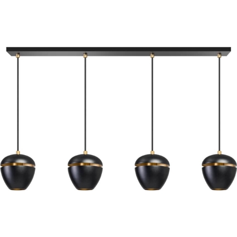 ETH Claire - hanglamp - Ø 15 x 200 cm - zwart en messing