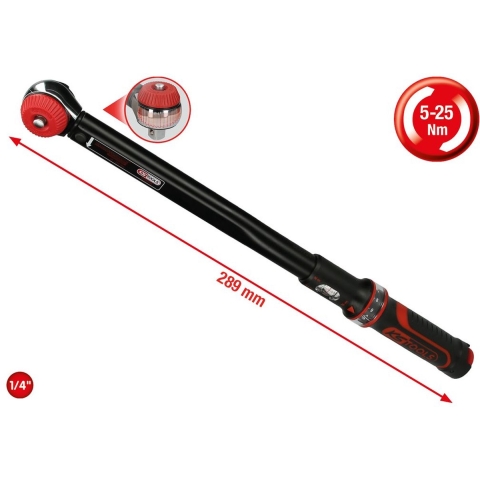 KS Tools ERGOTORQUE®precision 516.1412 Momentsleutel Met ratel 1/4 (6.3 mm) 5 - 25 Nm
