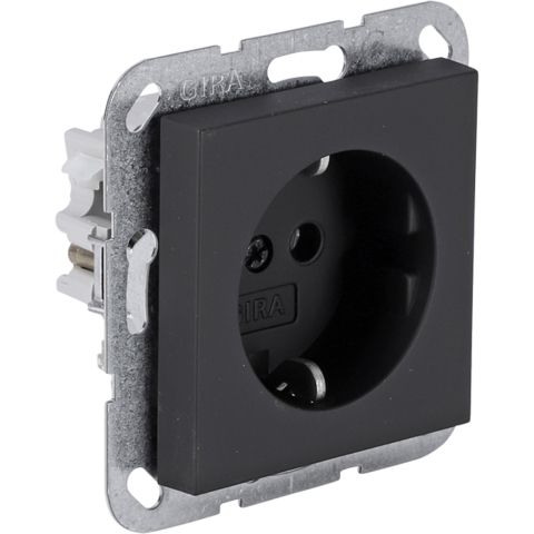 Gira E2 Contactdoos | Inbouw | 1-voudig | Randaarde | Zwart - 66.053.42