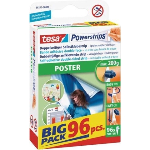 tesa POWERSTRIPS® Poster Dubbelzijdig plakband Wit Inhoud: 96 stuk(s)