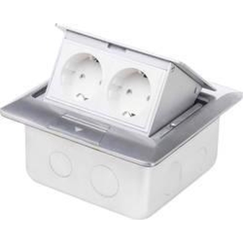 LEDmaxx 105625 2-voudig Vloerinbouw-contactdoos Aanraakbeveiliging IP20 Aluminium