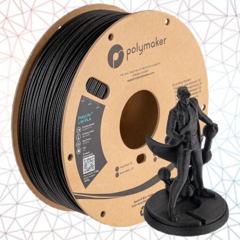 Polymaker PA08001 6938936710271 Filament LW-PLA Mat, Lage dichtheid 1.75 mm 800 g Zwart PolyLite™ 1 stuk(s)