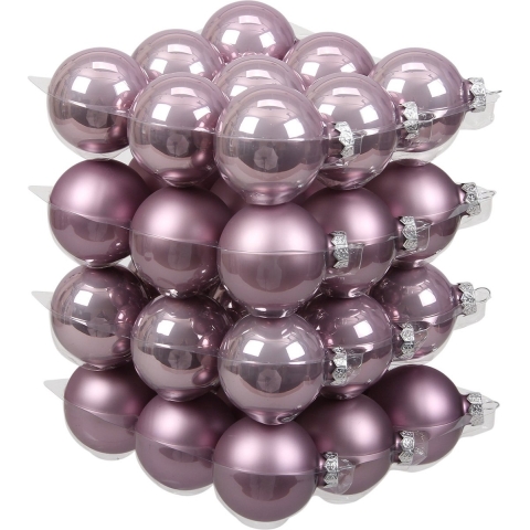 Kerstballen - 36x st - salie paars/lichtpaars - 6 cm - glas - mat/glans -