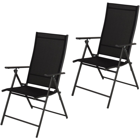 Infinity Goods Tuinstoel - 7 Verstelbare Standen - Inklapbaar - Weerbestendig - Zwart (2 stuks)