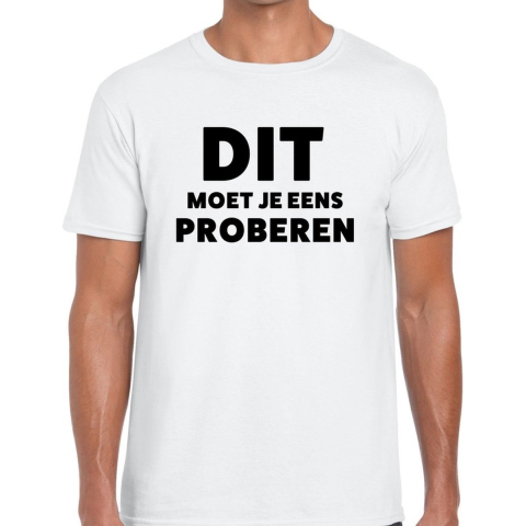 Dit moet je eens proberen beurs/evenementen t-shirt wit heren XL -