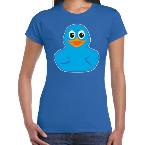 Verkleed T-shirt dames - blauw - eend - Carnaval/themafeesten M -