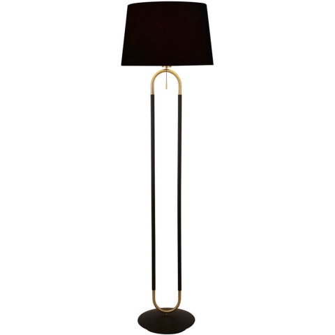 Searchlight Jazz - vloerlamp - Ø 45 x 161 cm - mat zwart en satijn messing