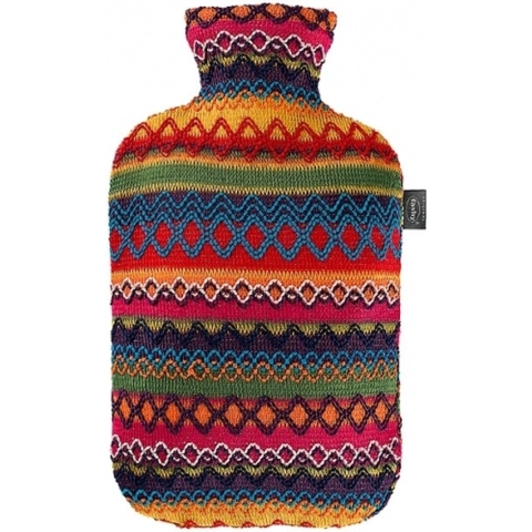 Fashy warmwater kruik - met gekleurde hoes - 2 liter - kunststof en polyester -