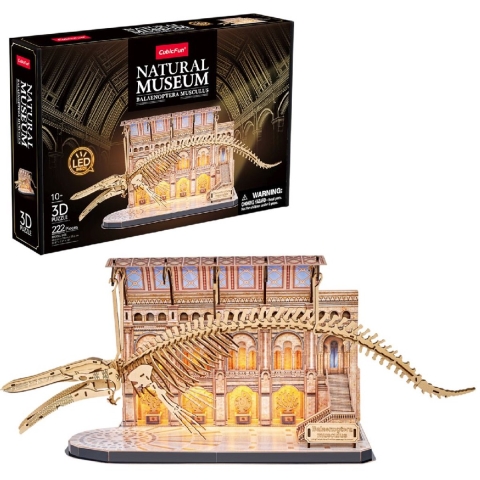 Cubic Fun Houten LED 3D Puzzel Natural Museum Blauwe Vinvis 222 Stukjes