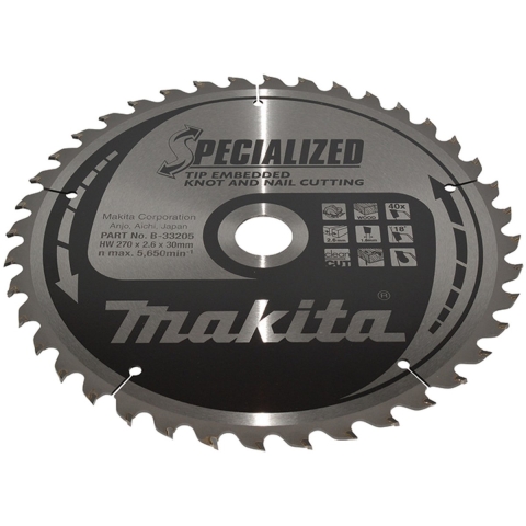 Makita Zaagblad Tipe 270X30X2,6 40T 18G - B-33205