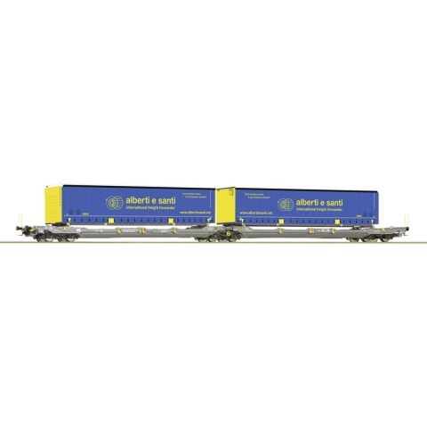 Roco 6600137 H0 dubbeltasje-gelede wagon T3000e van de Hupac Hupac