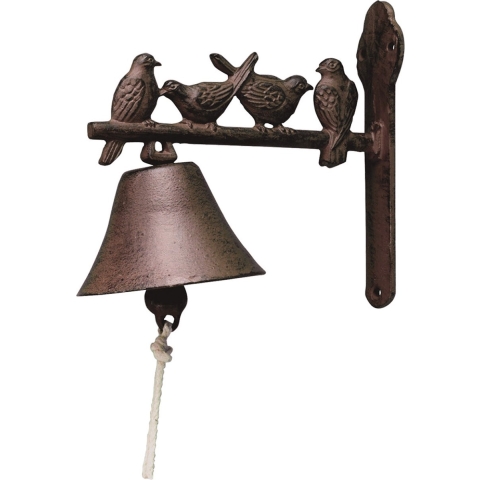 Klassieke deurbel vogels - bruin - gietijzer - 19 cm -