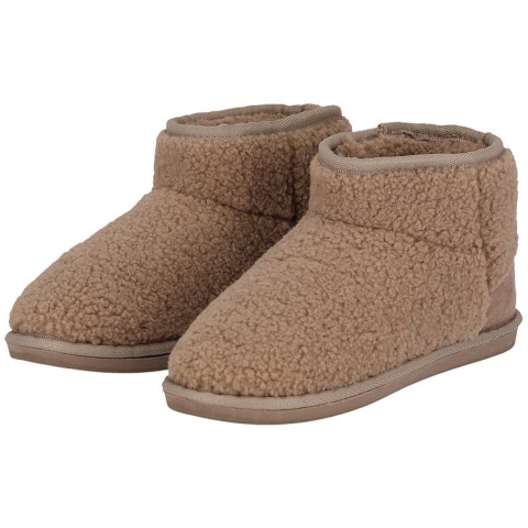 Apollo teddy sloffen - dames - taupe - teddystof - pantoffels - hoog 41-42 -