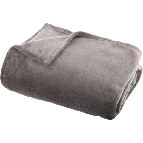 Atmosphera Plaid deken - grijs - polyester - 130 x 180 cm - Bankdeken - Fleece plaid -