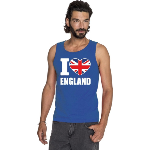 Blauw I love Groot-Brittannie fan singlet shirt/ tanktop heren 2XL -