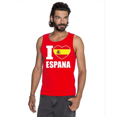 Rood I love Spanje fan singlet shirt/ tanktop heren M -
