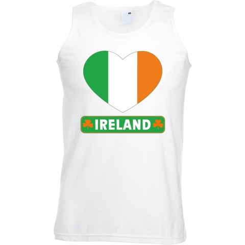 Ierland hart vlag singlet shirt/ tanktop wit heren S -