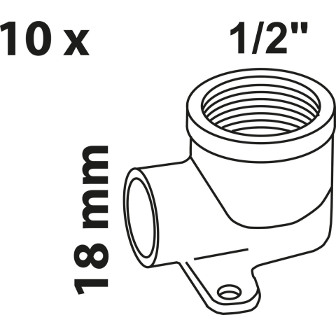 Kirchhoff Muurplaat hoek van rood messing, blank, 18 mm x 1/2"IT, 1 socket (4472g) (10x) - 989128755