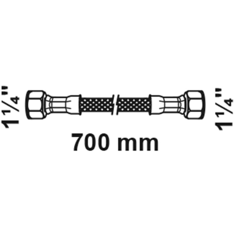 Kirchhoff Flexibele aansluitslang voor radiateur, 1 1/4"ER x 700 mm x 1 1/4"ER - 98628480
